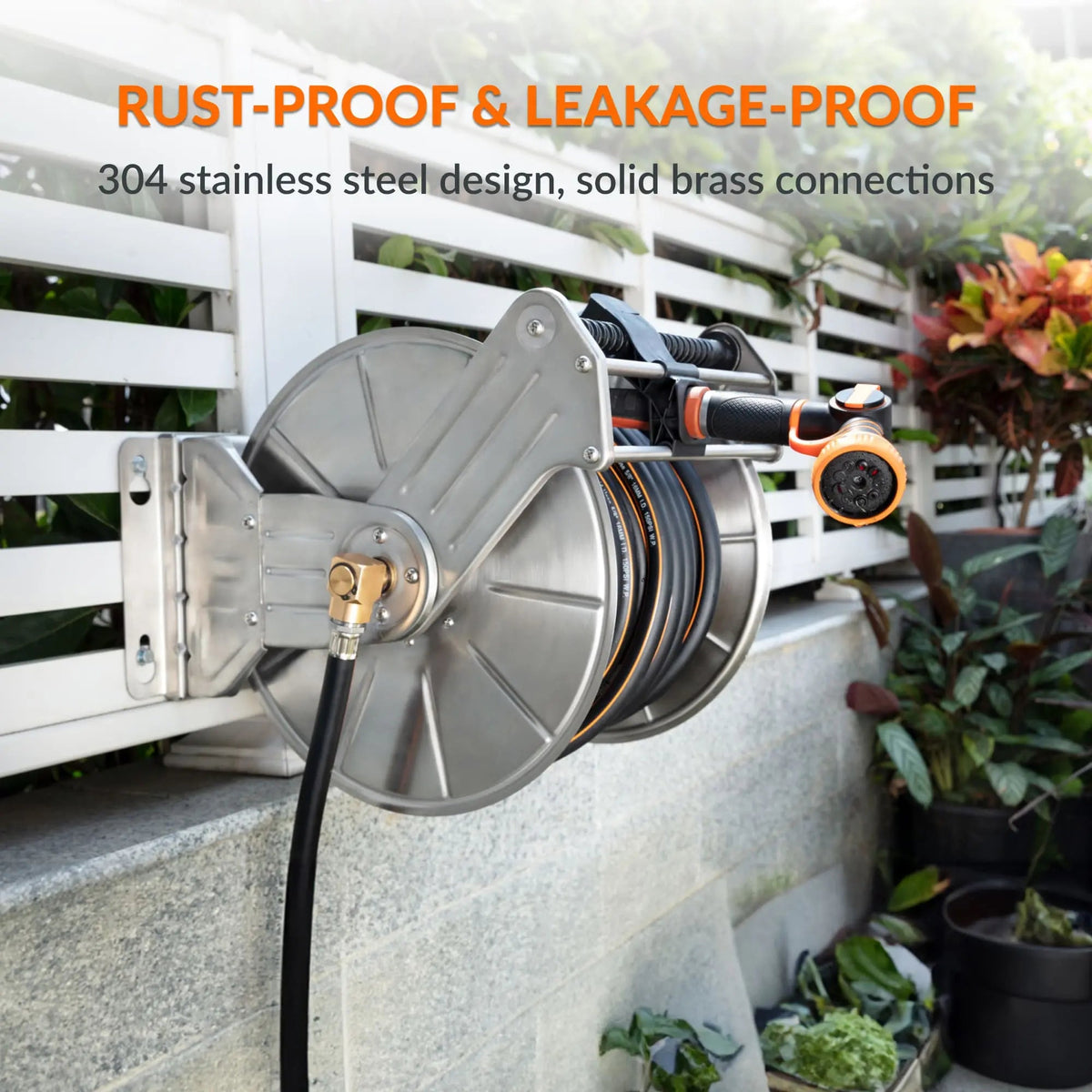 Wall Mounted Hose Reel-Stainless Steel-Heavy Duty - Get it from Bo