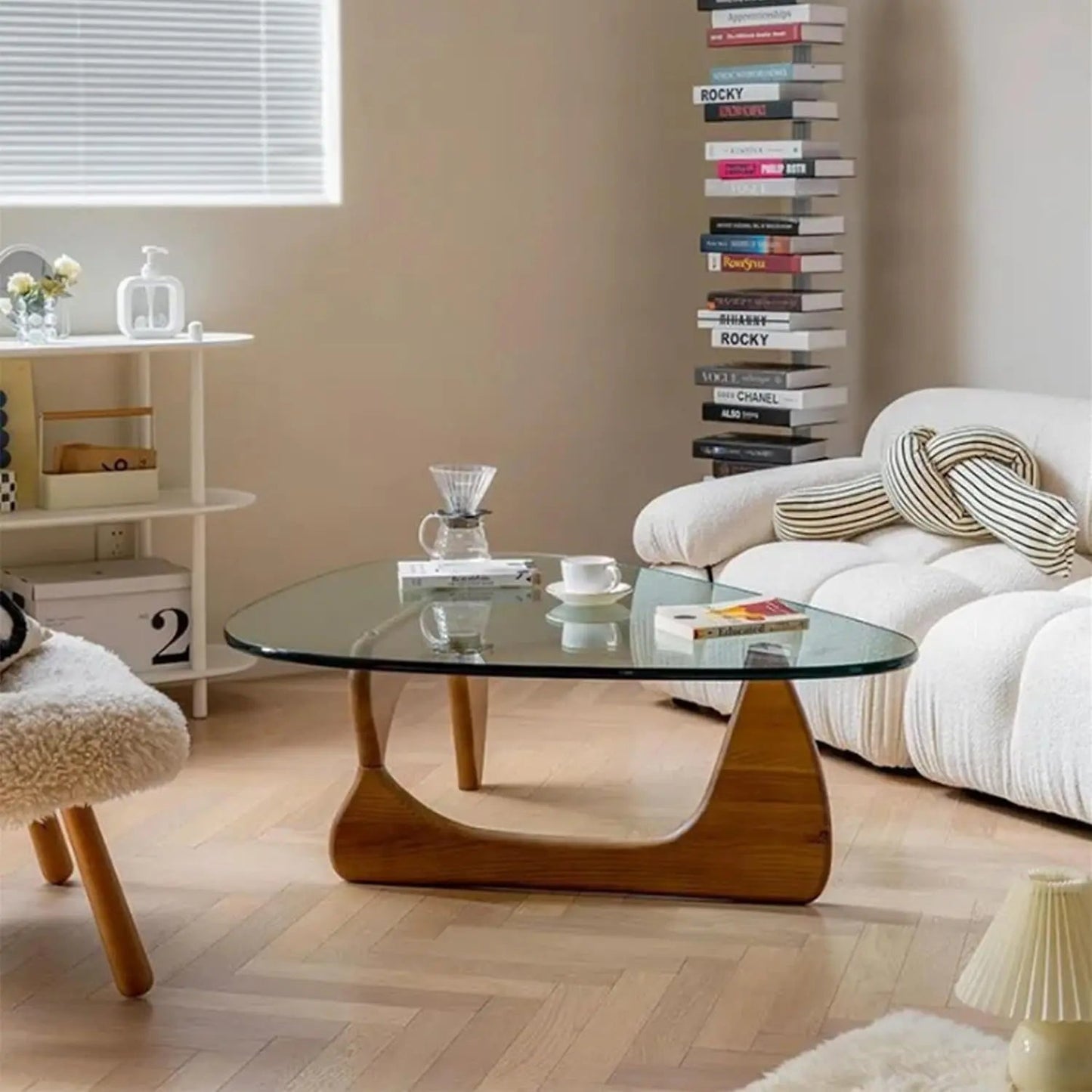 Walnut Clear Glass Oval Coffee Table Diameter 32.68 Inch - Get it from Bo