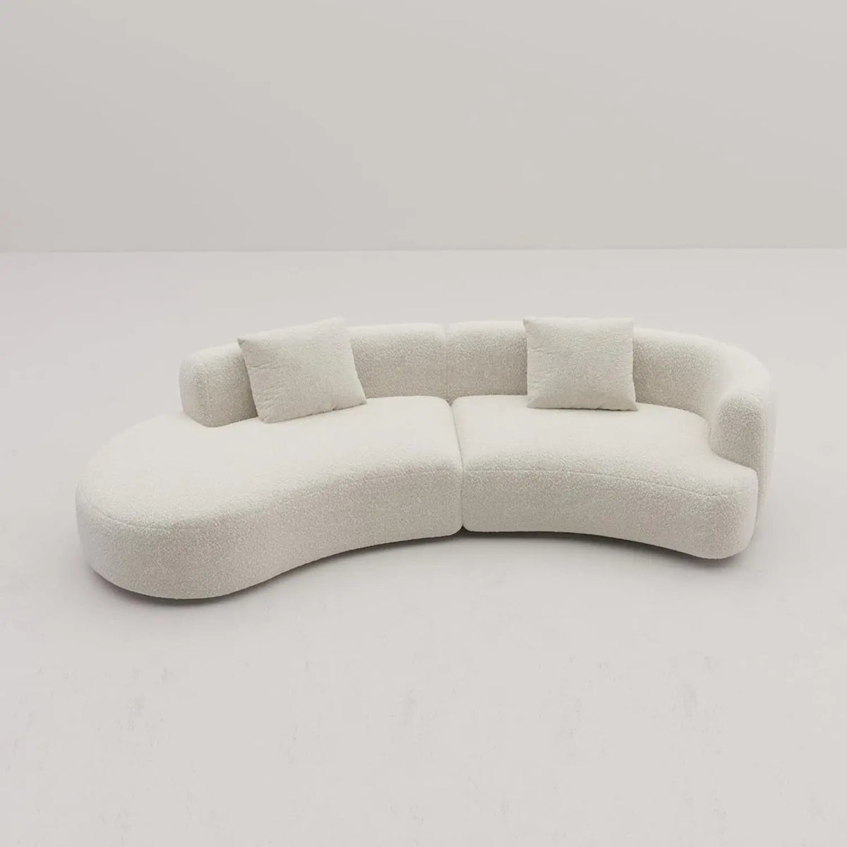 White Boucle Curved Sectional Sofa Modular Living Room - Get it from Bo
