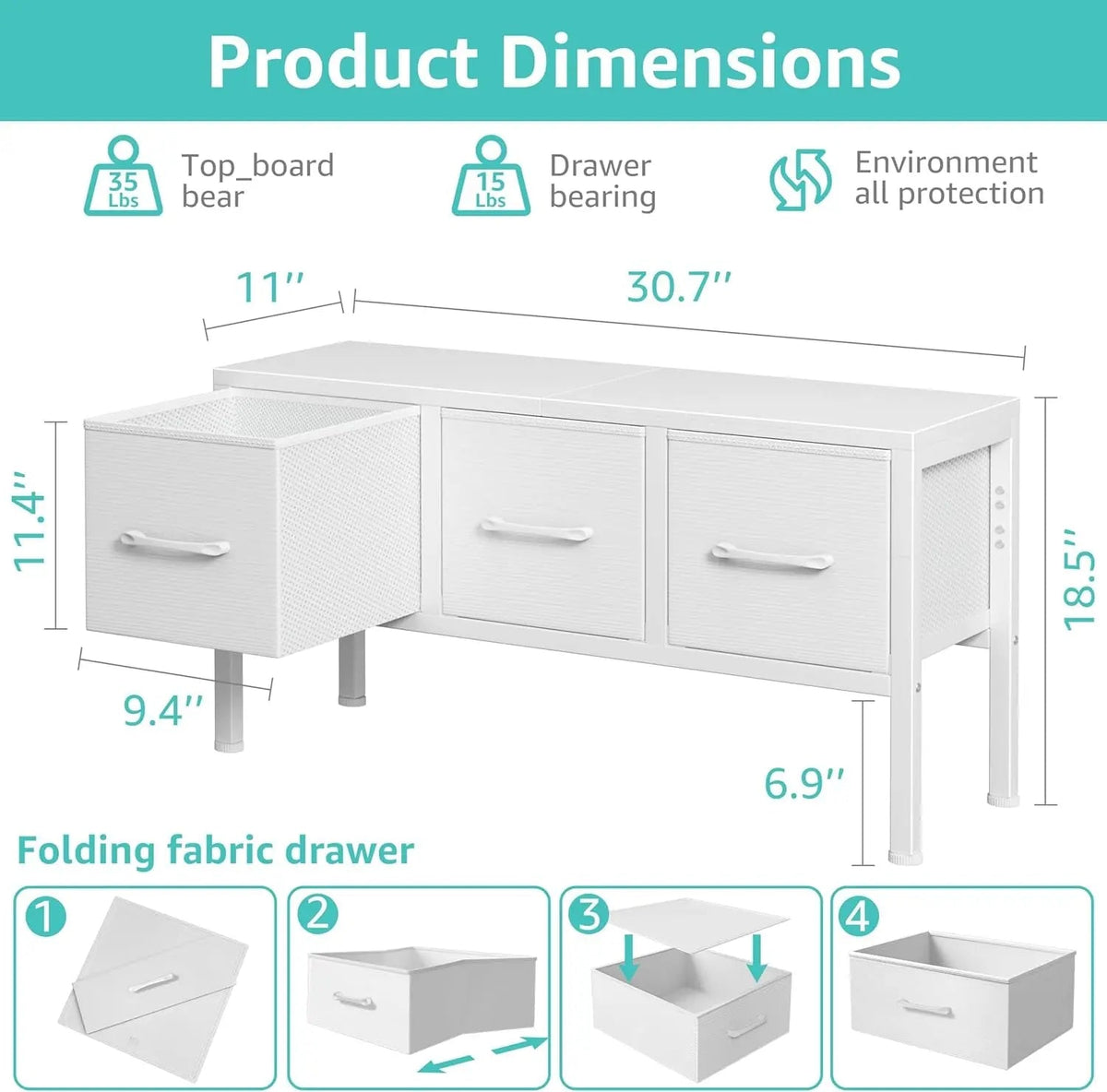 White Closet Storage Organizer With Fabric Drawers - Get it from Bo