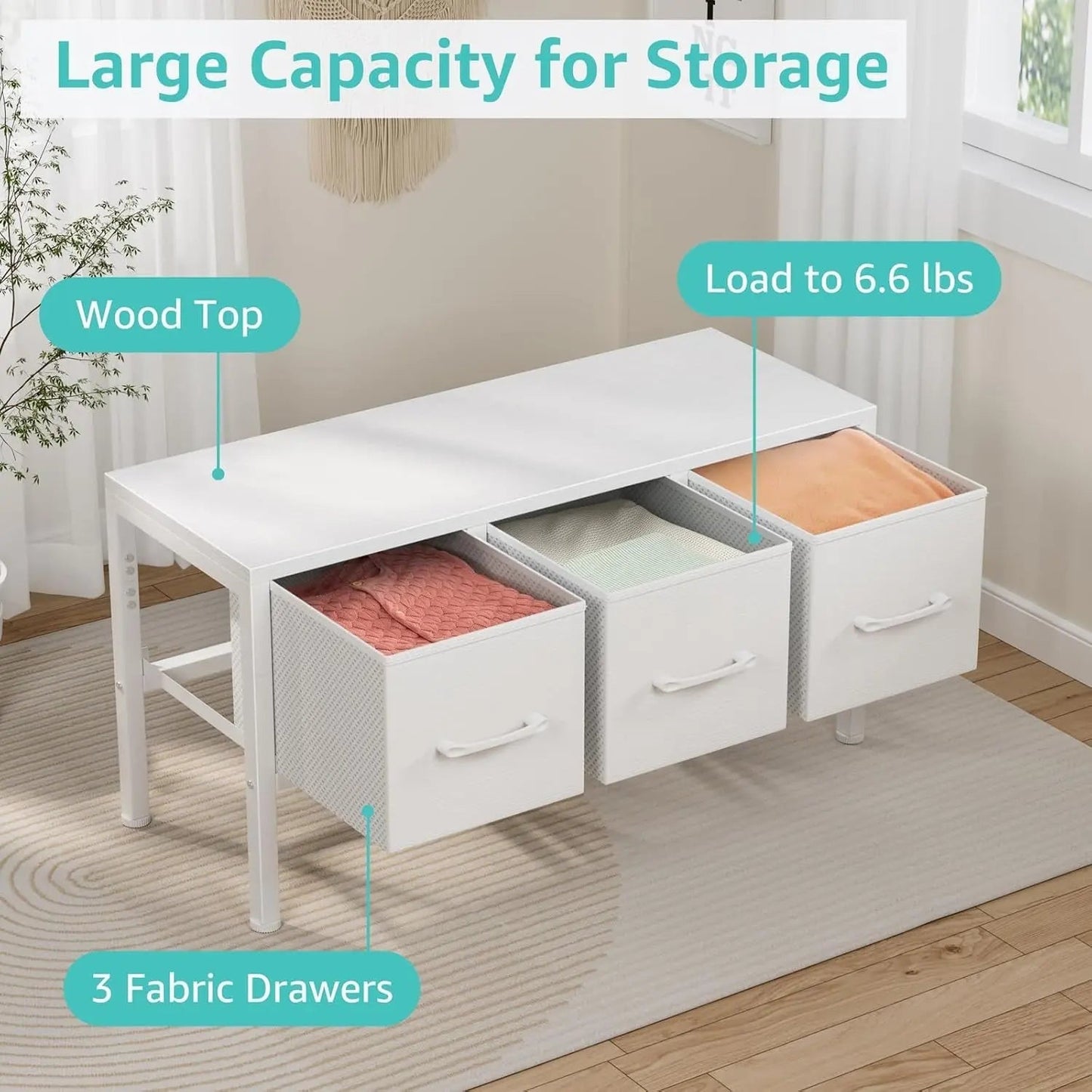 White Closet Storage Organizer With Fabric Drawers - Get it from Bo
