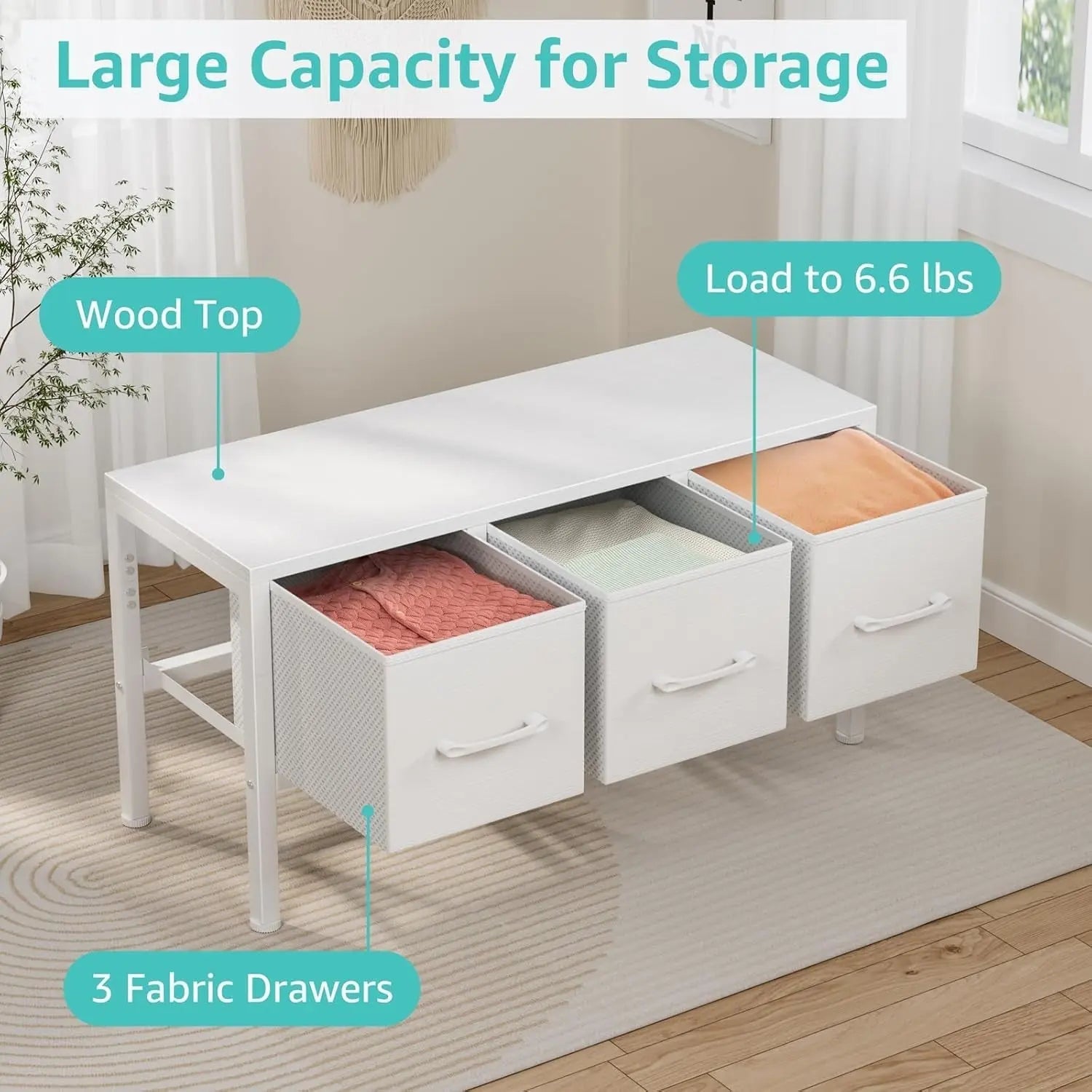 White Closet Storage Organizer With Fabric Drawers - Get it from Bo