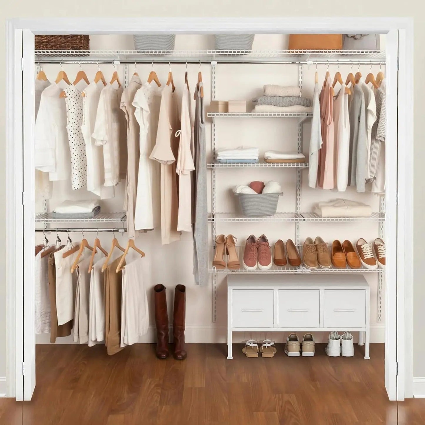 White Closet Storage Organizer With Fabric Drawers - Get it from Bo