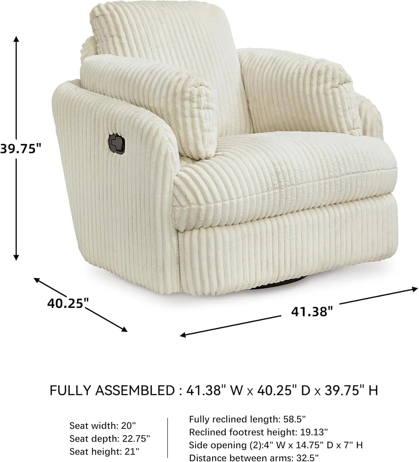 White Modern Swivel Glider Recliner With Hidden Storage - Get it from Bo