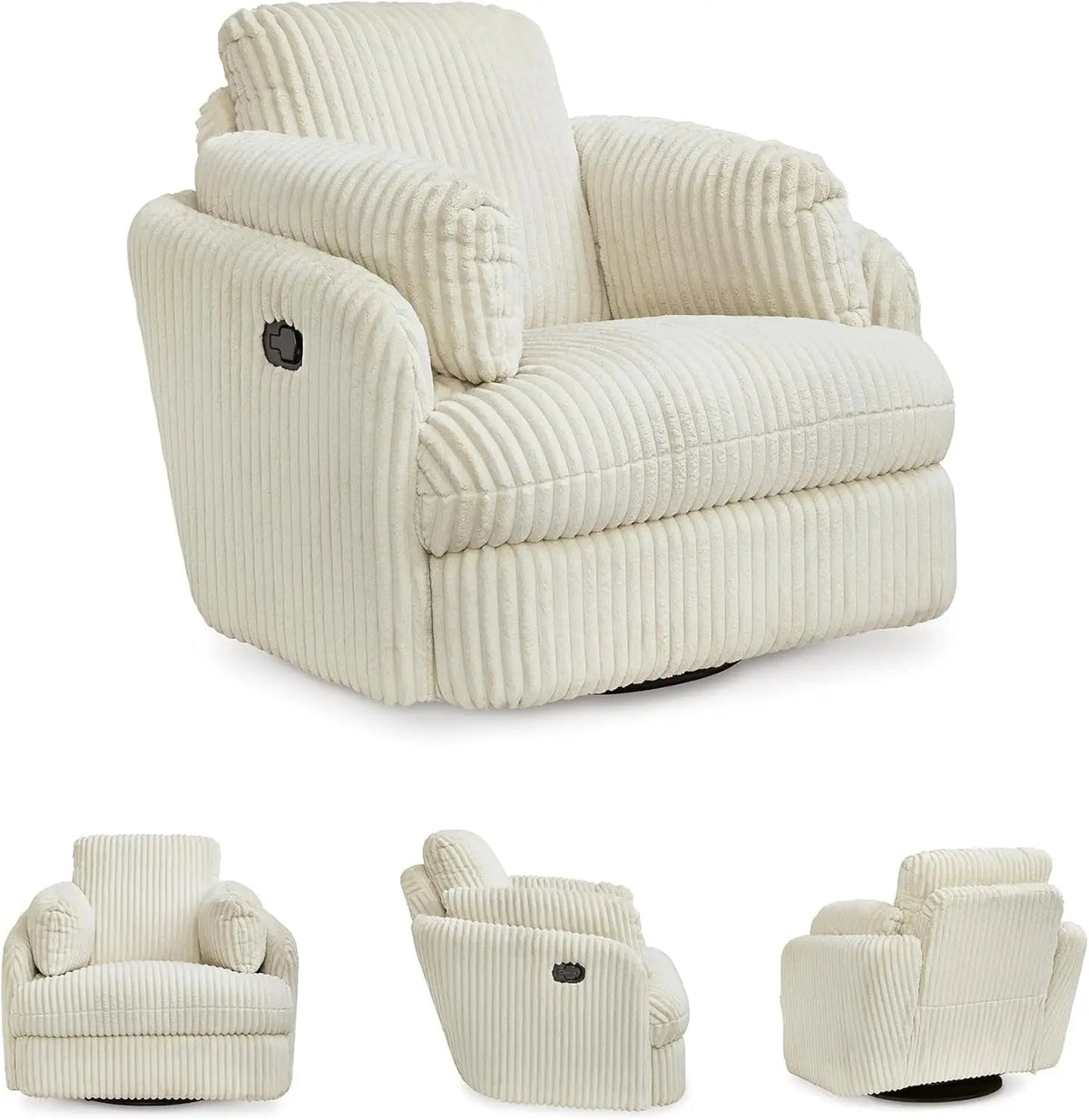 White Modern Swivel Glider Recliner With Hidden Storage - Get it from Bo