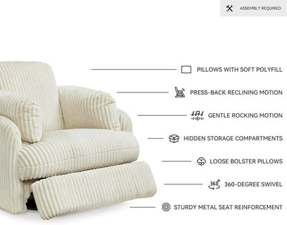 White Modern Swivel Glider Recliner With Hidden Storage - Get it from Bo