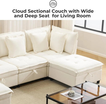 White OneThirtyThreeInch Modular Sectional Sofa Hidden Storage - Get it from Bo