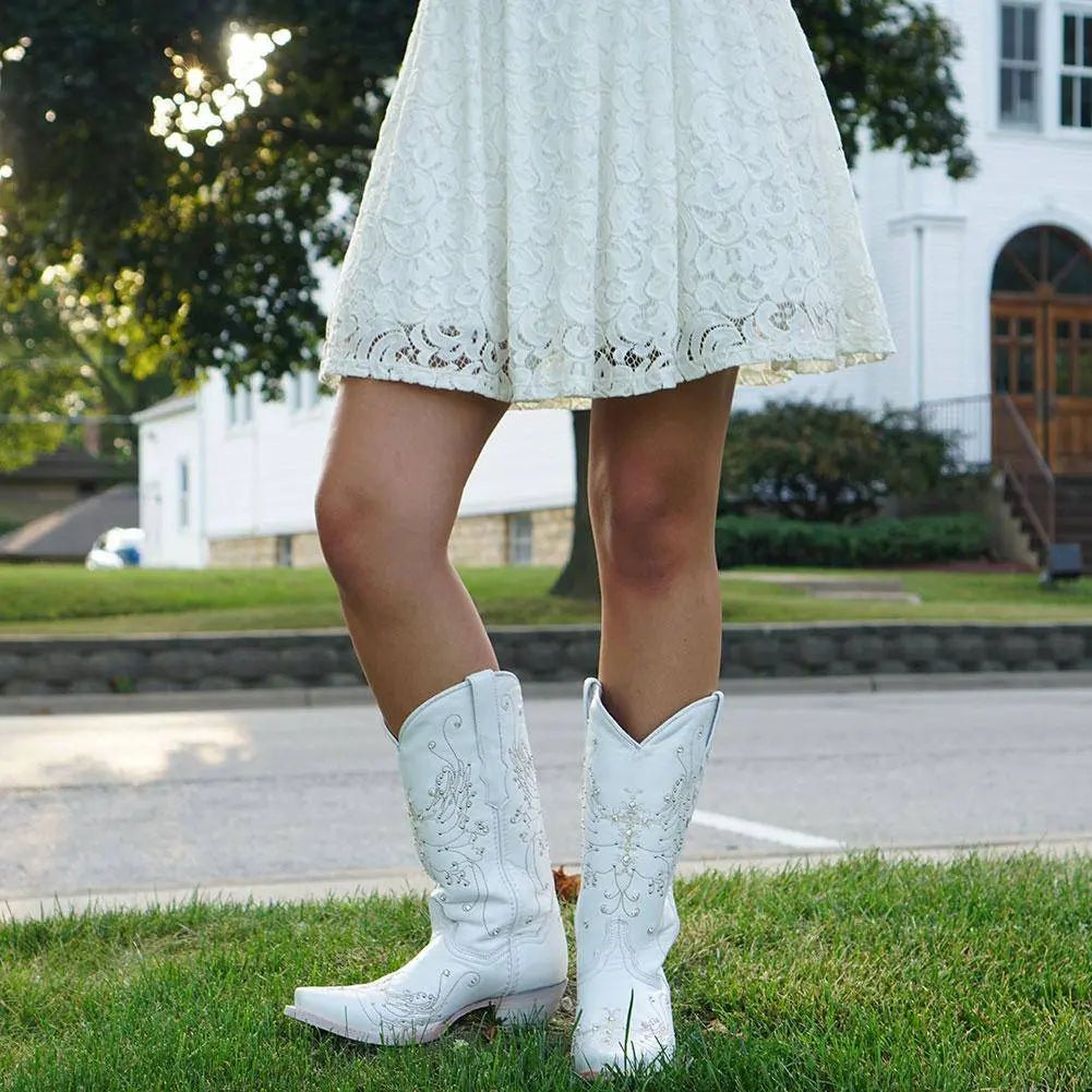 White Rhinestone Cowgirl Boots (Wedding Cowgirl Boots) - Get it from Bo