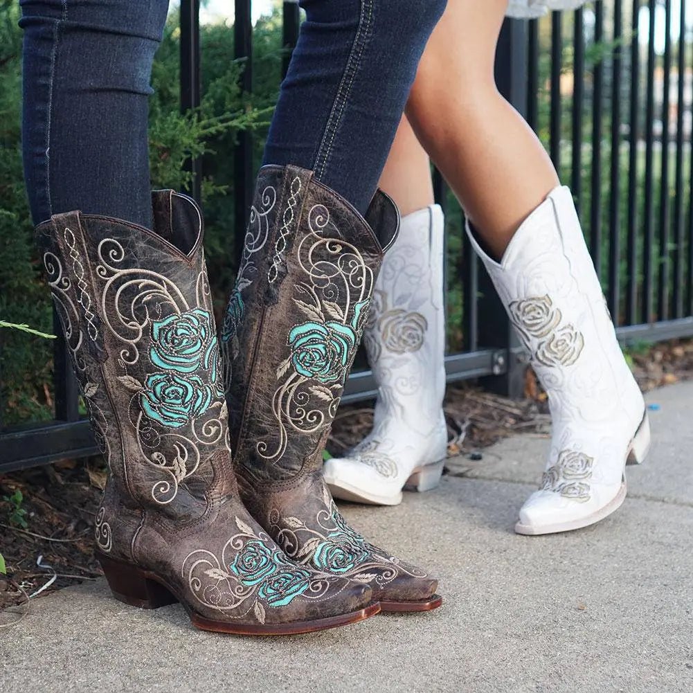 White Rose Inlayed Women's Cowgirl Boots (M50032) - Get it from Bo