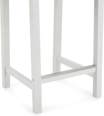 White Wooden Bar Stool With Backrest, Counter Height - Get it from Bo