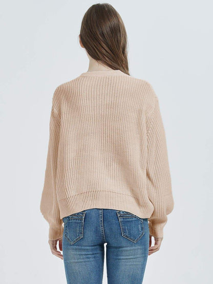 Women Lantern Sleeve Cardigan Button Down Open Front Knit Sweater Coat - Get it from Bo
