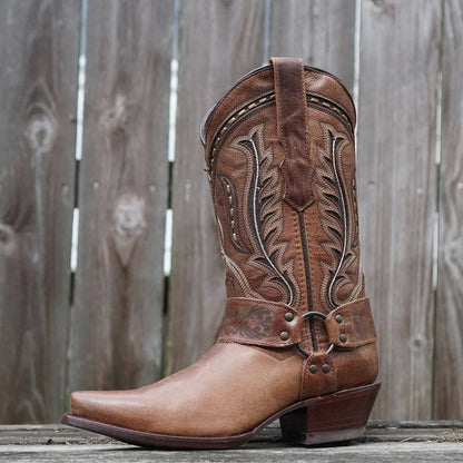 Women's Harness Boots | Brown Leather Harness Boots (M50039) - Get it from Bo