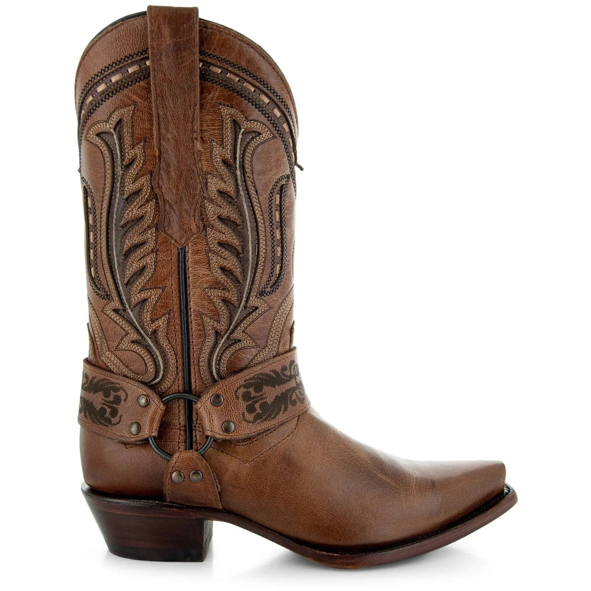 Women's Harness Boots | Brown Leather Harness Boots (M50039) - Get it from Bo