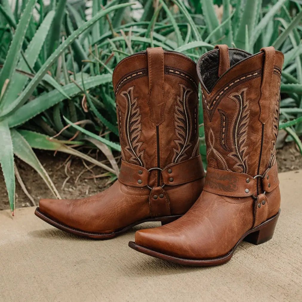 Women's Harness Boots | Brown Leather Harness Boots (M50039) - Get it from Bo