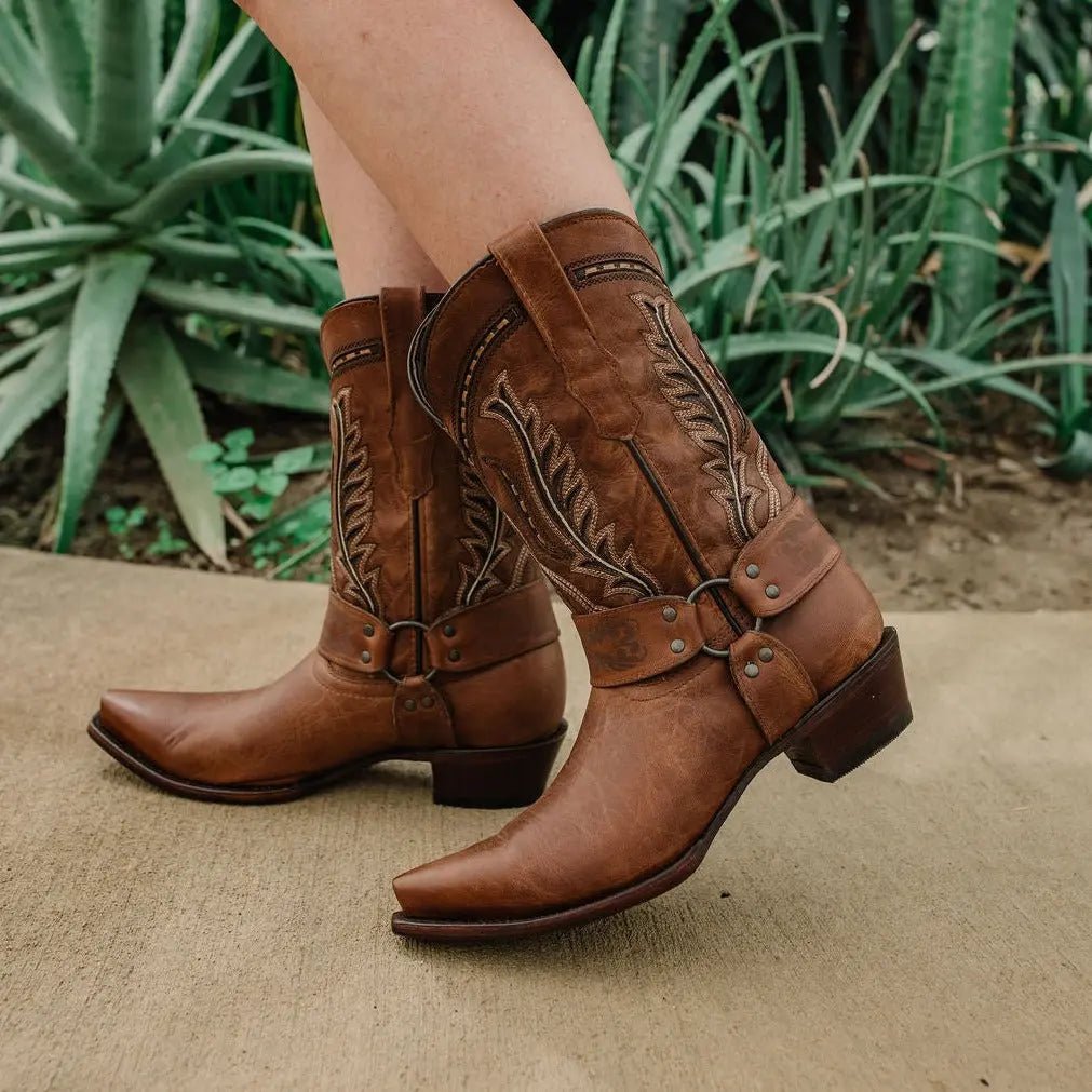 Women's Harness Boots | Brown Leather Harness Boots (M50039) - Get it from Bo