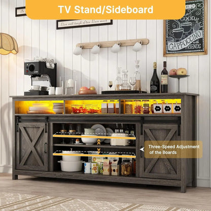Wooden Farmhouse TV Stand 70 Inch With Double Storage - Get it from Bo