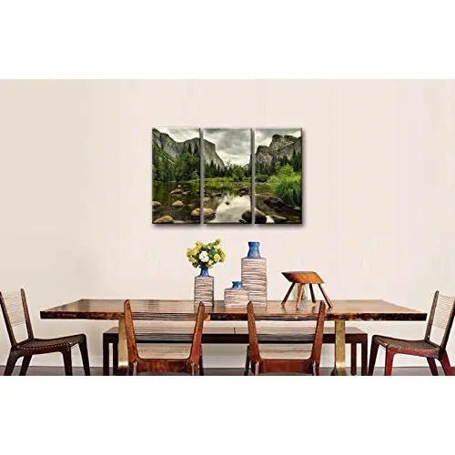 Yosemite Mountain Stream 3-Piece Wall Art Framed Print on Canvas - Get it from Bo
