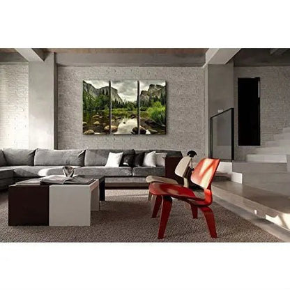 Yosemite Mountain Stream 3-Piece Wall Art Framed Print on Canvas - Get it from Bo