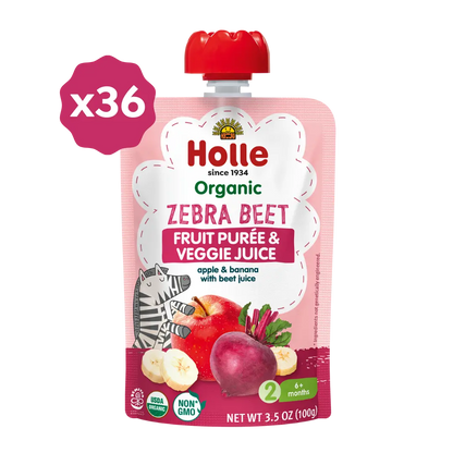 Holle Baby Food Pouches - Organic Fruit & Veggie Puree - Zebra Beet Holle USA
